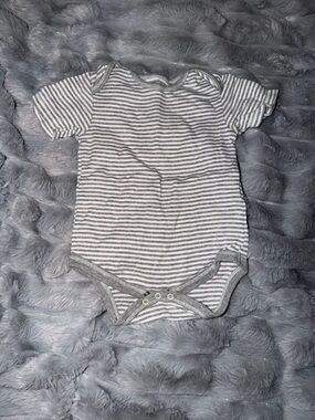 Grey & White Striped Baby One-Piece Bodysuit